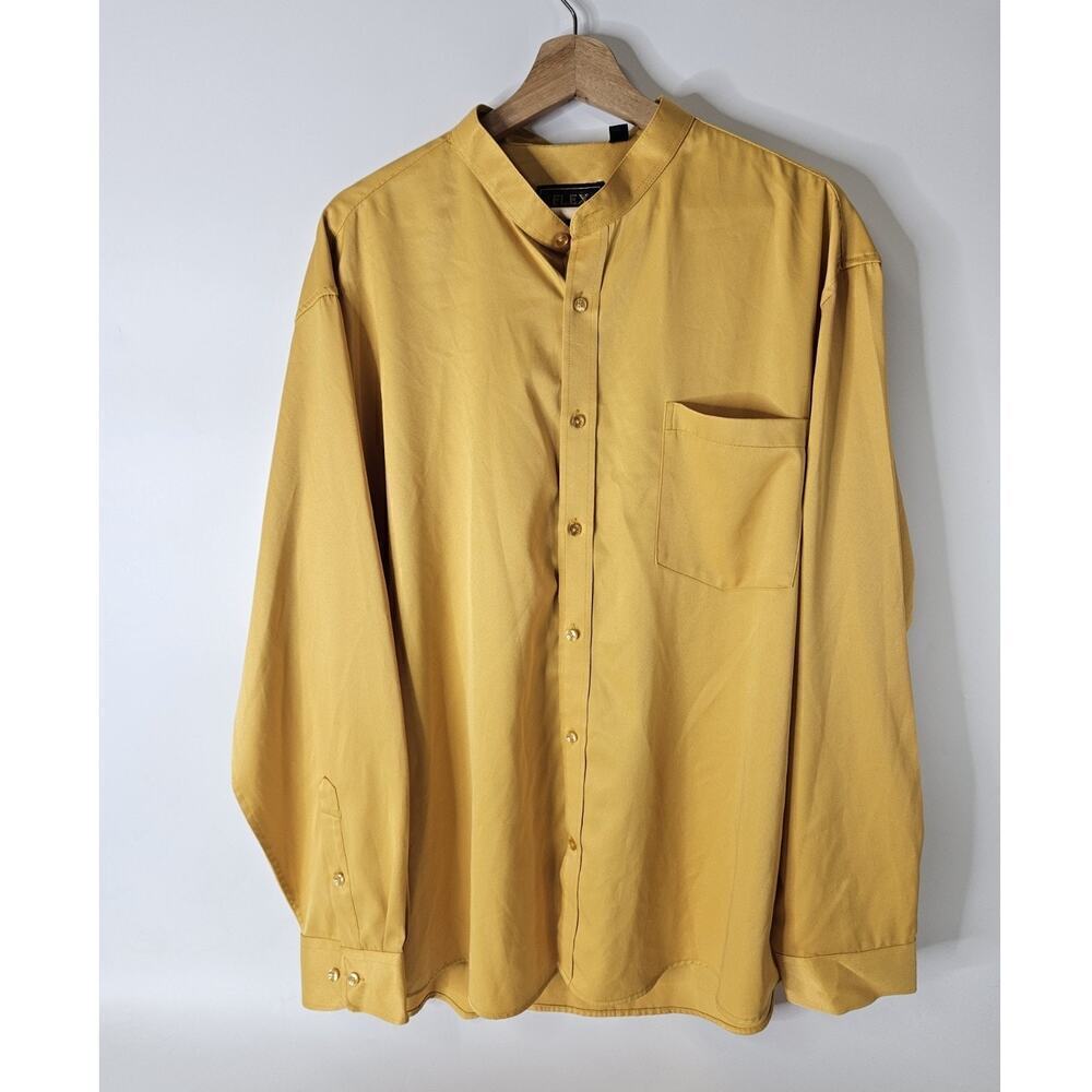 Flex Luxury Collection Men 2XL Yellow Long Sleeve Flip Cuff Button Up Made Italy